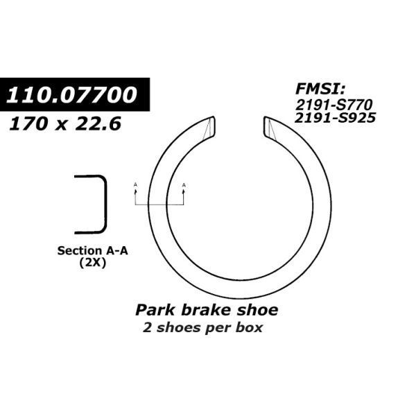Centric Parts Centric Brake Shoes, 111.07700 111.07700